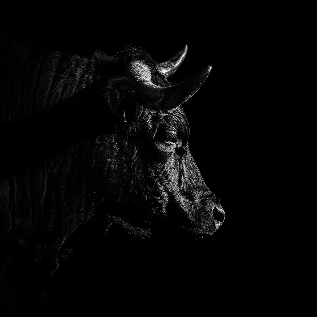 bull black white light face head silhouette mysterious photography