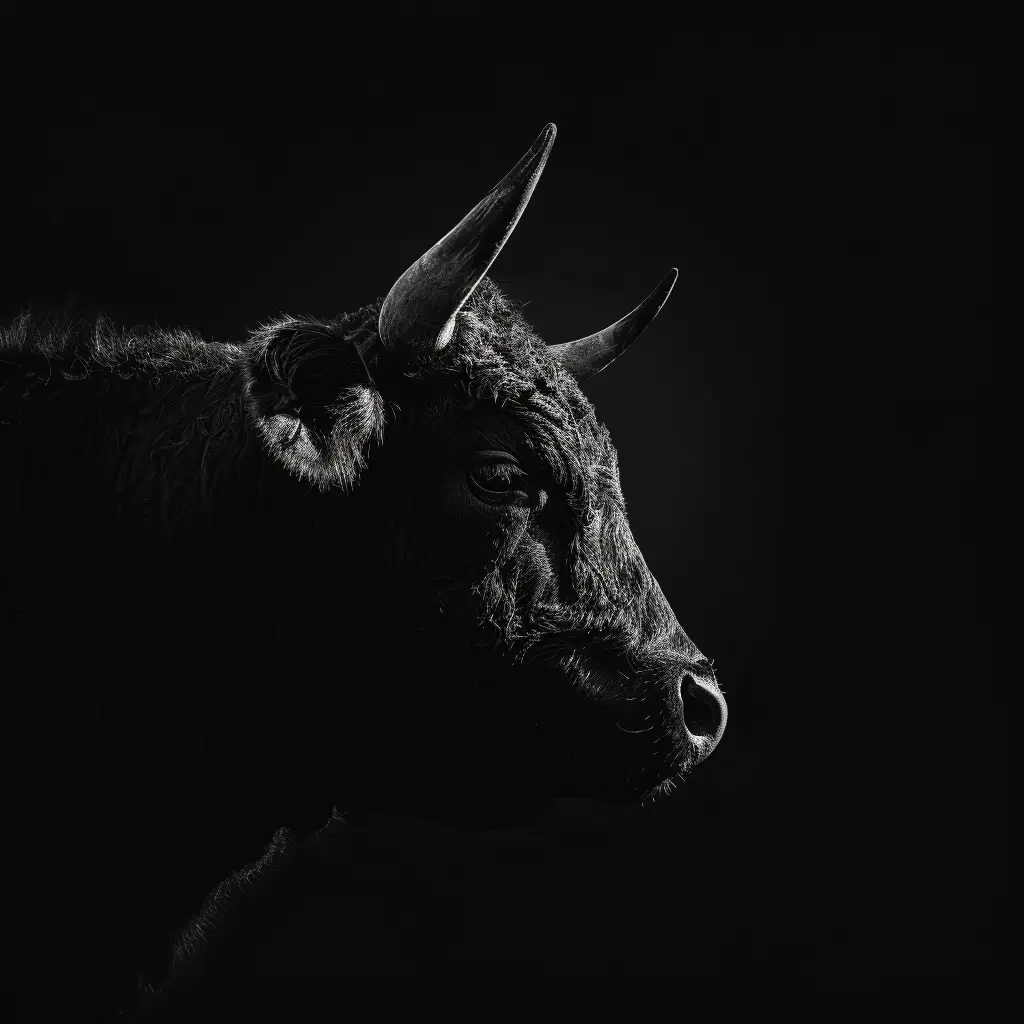 bull black white light head face mysterious silhouette photography