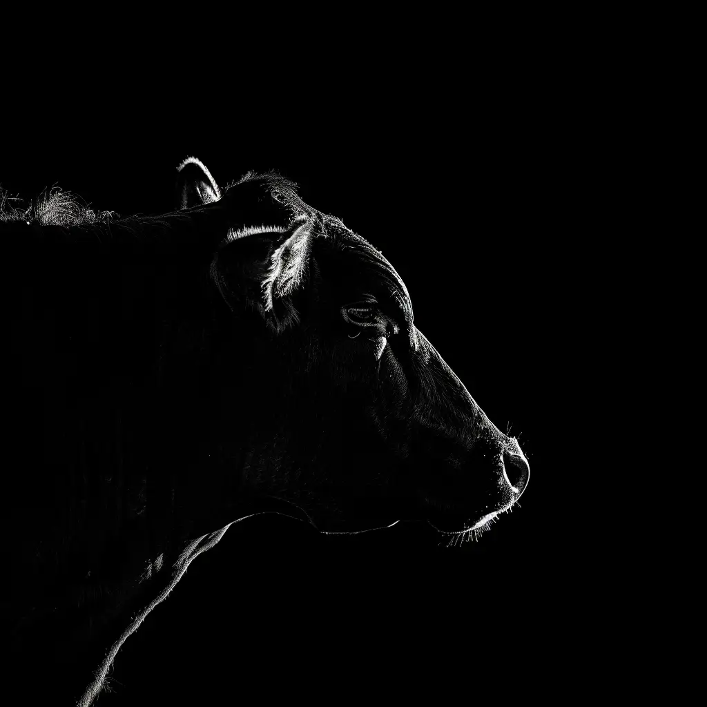bull black white light head face silhouette mysterious photography