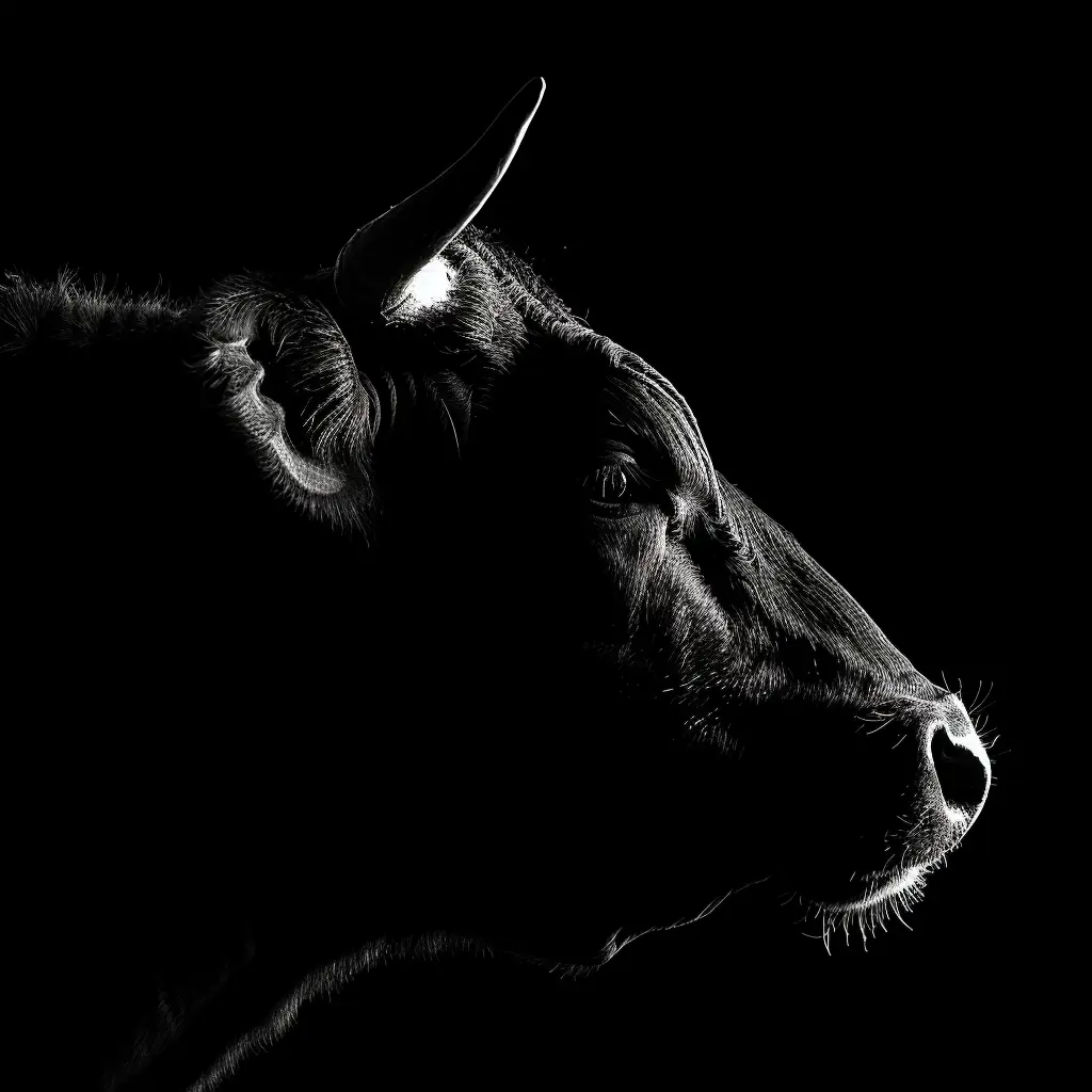 bull black white light head face silhouette mysterious photography