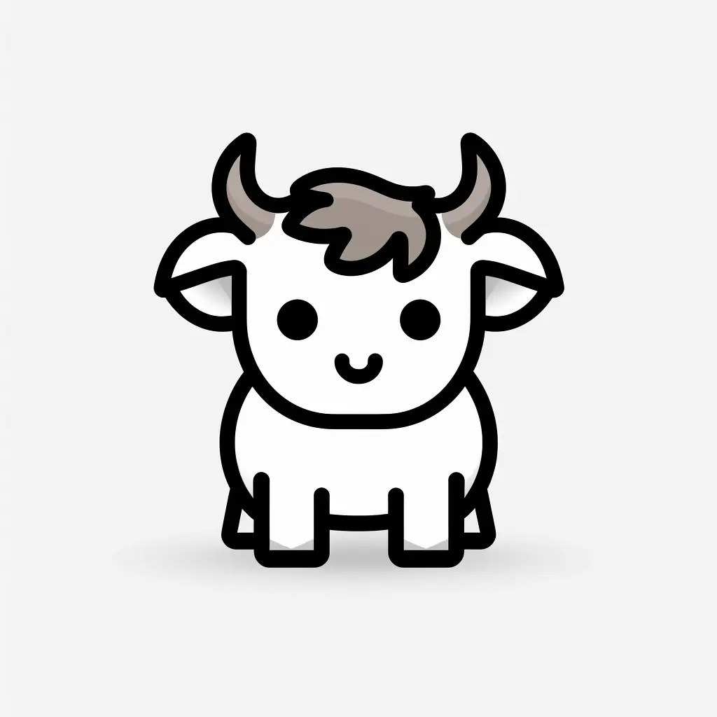 bull cow thick line cartoon vector logo icon