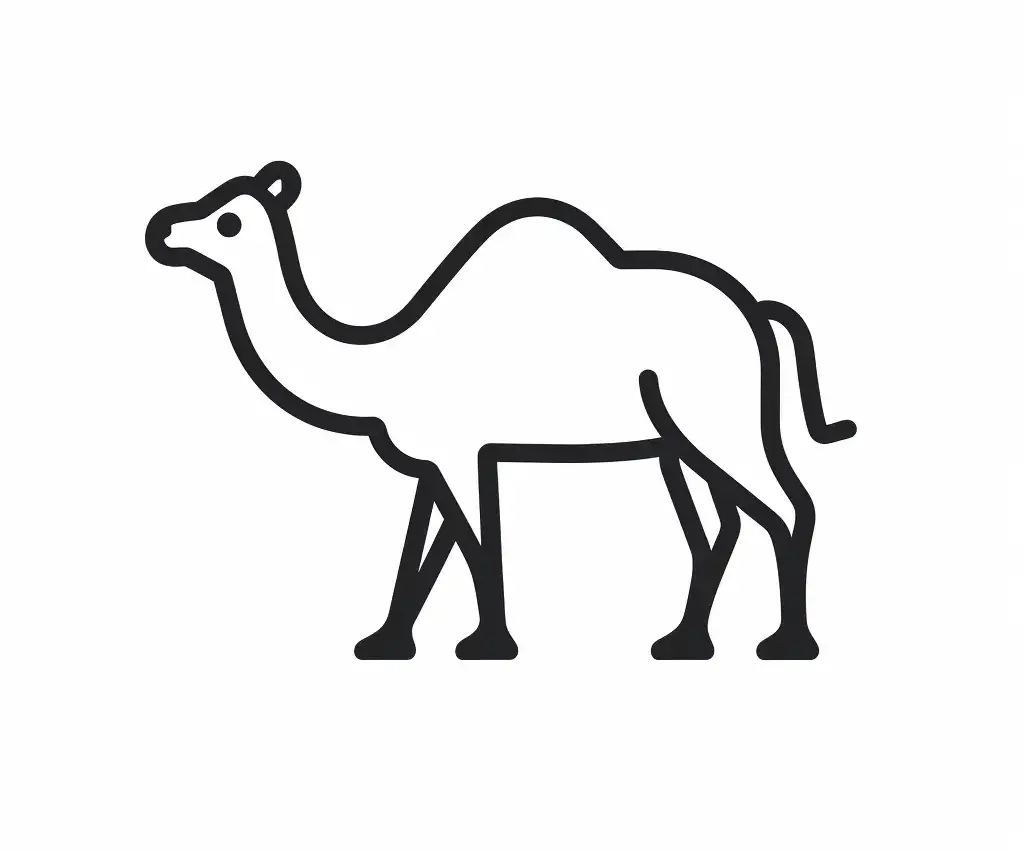 camel thick line cartoon vector logo icon