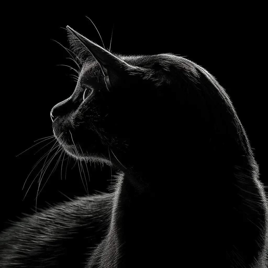 cat black white light face head mysterious silhouette photography