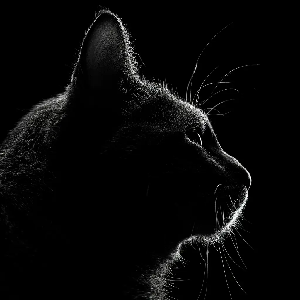 cat black white light head face mysterious silhouette photography
