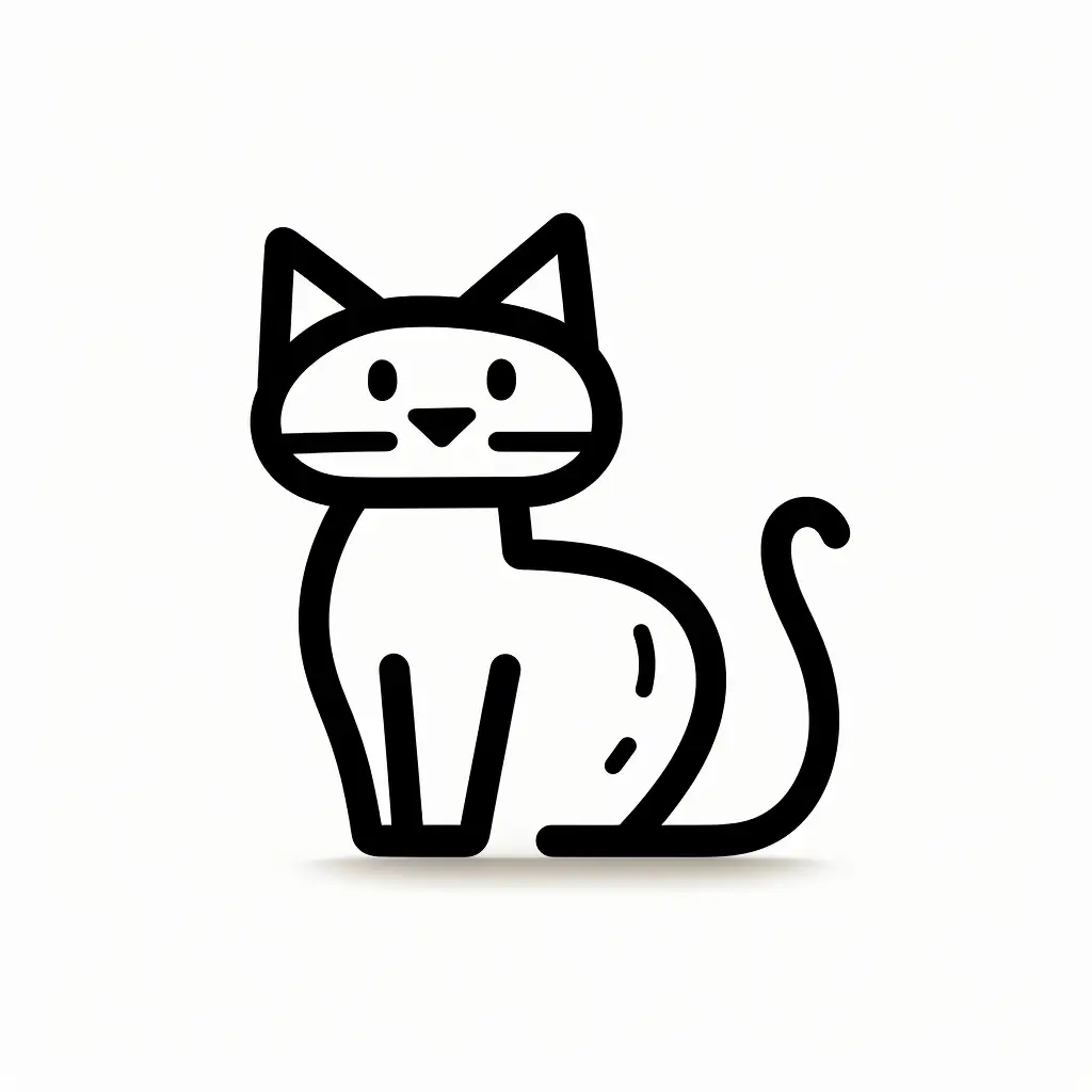 cat stick figure abstract hand doodle drawn thick line logo icon vector