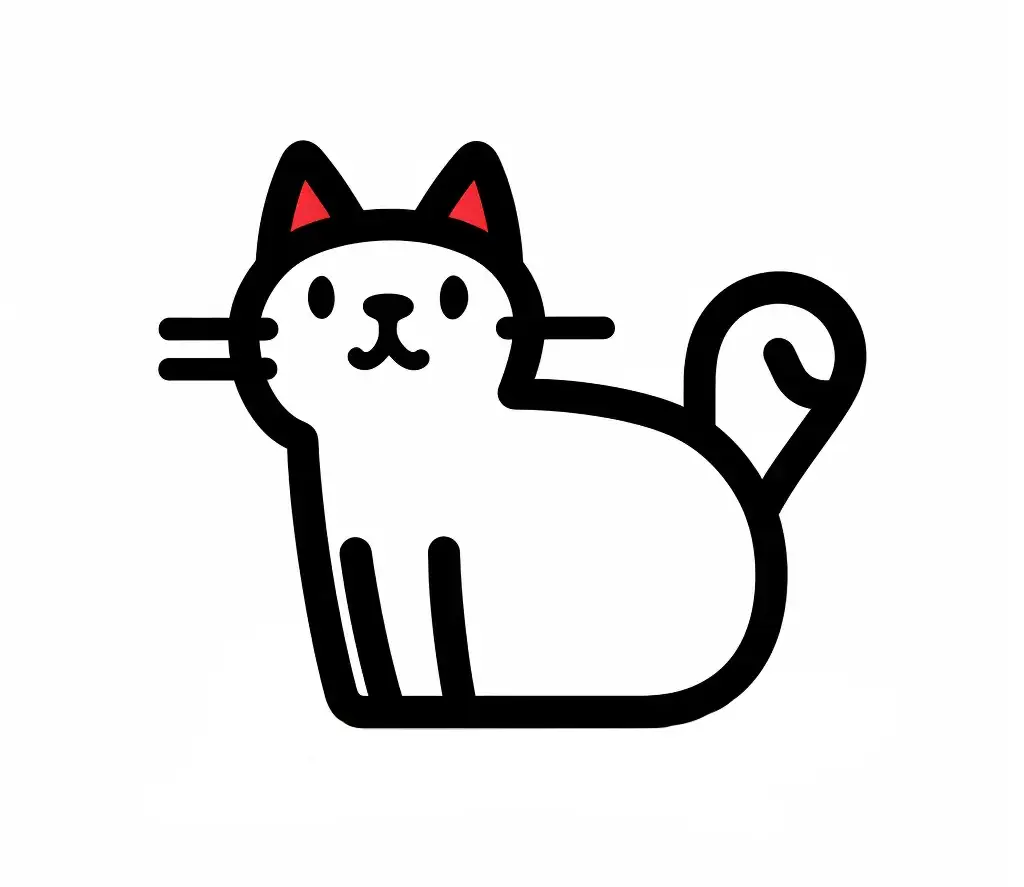 cat stick figure abstract hand drawn doodle thick line logo icon vector