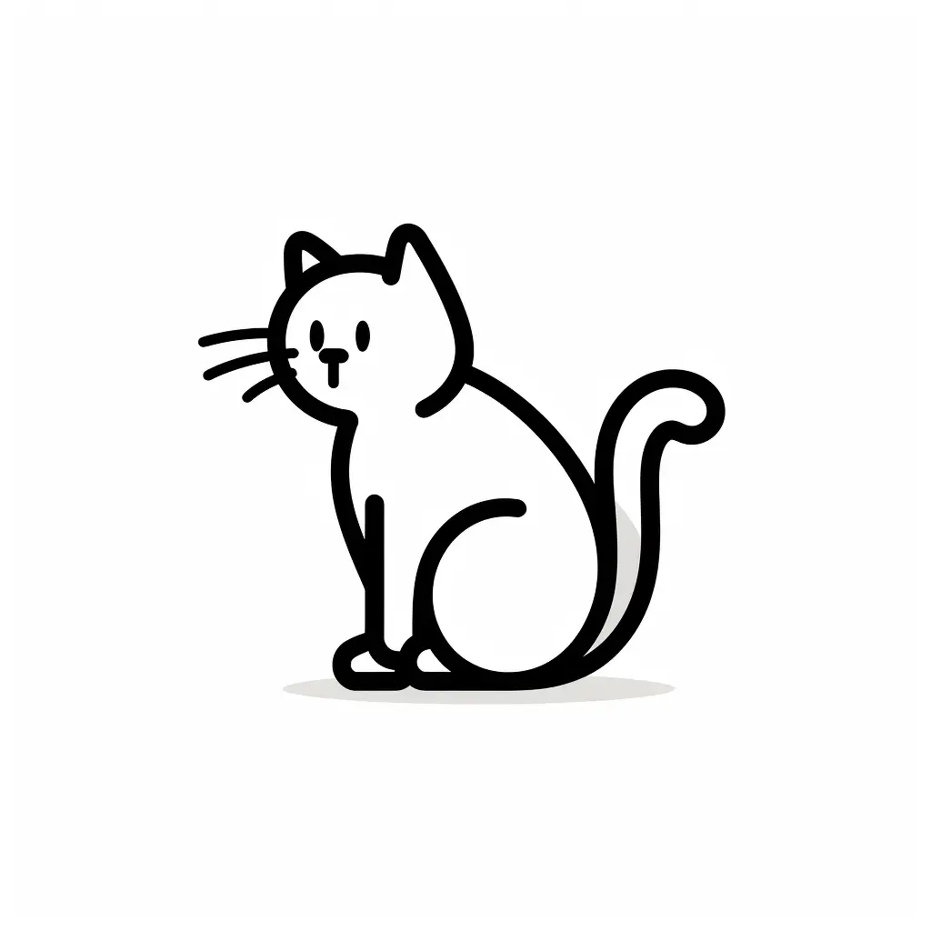 cat white black side lateral icon thick line cartoon vector logo