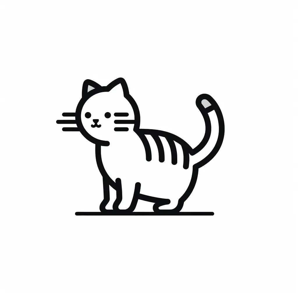 cat white black side lateral icon thick line vector cartoon logo