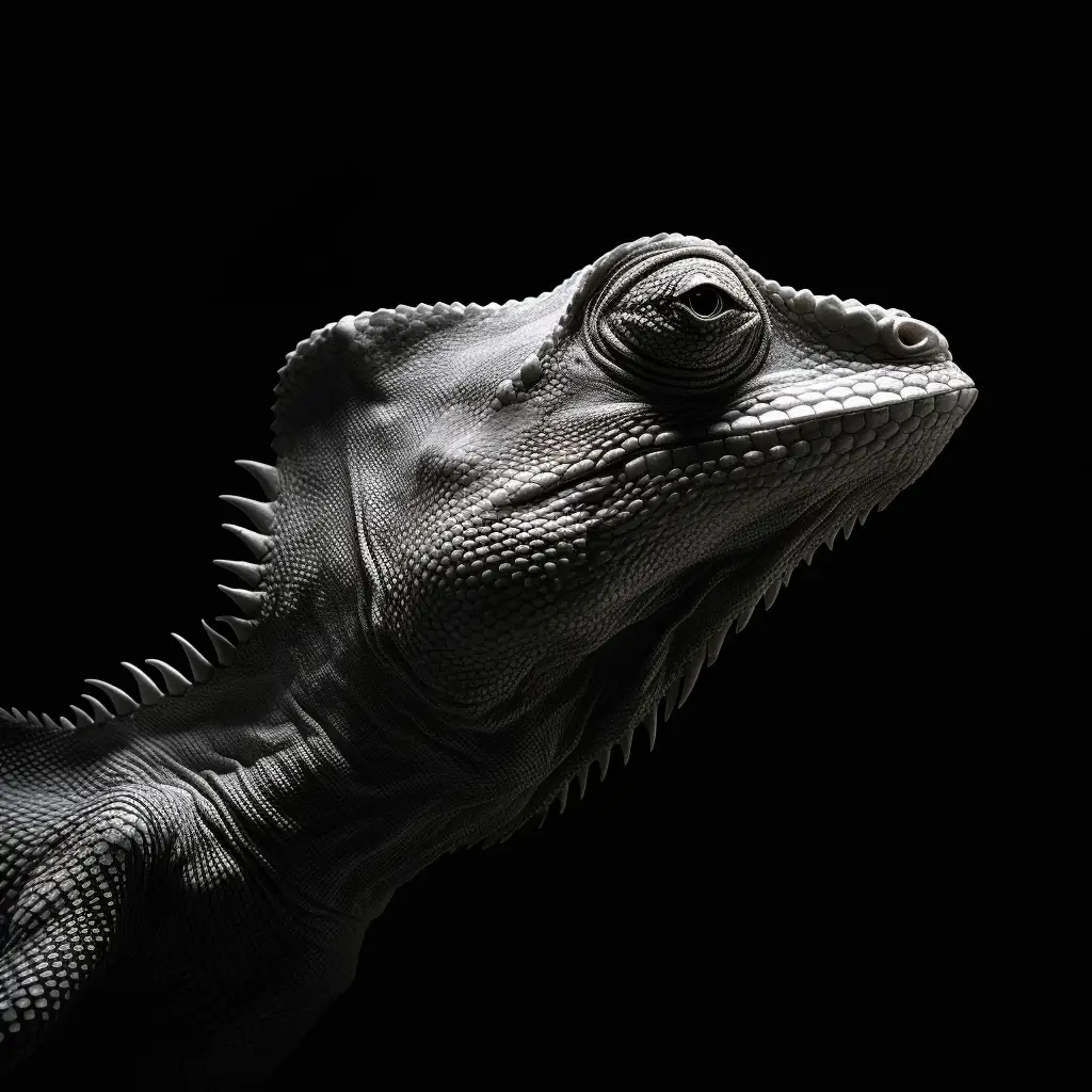 chameleon side black face head silhouette photography