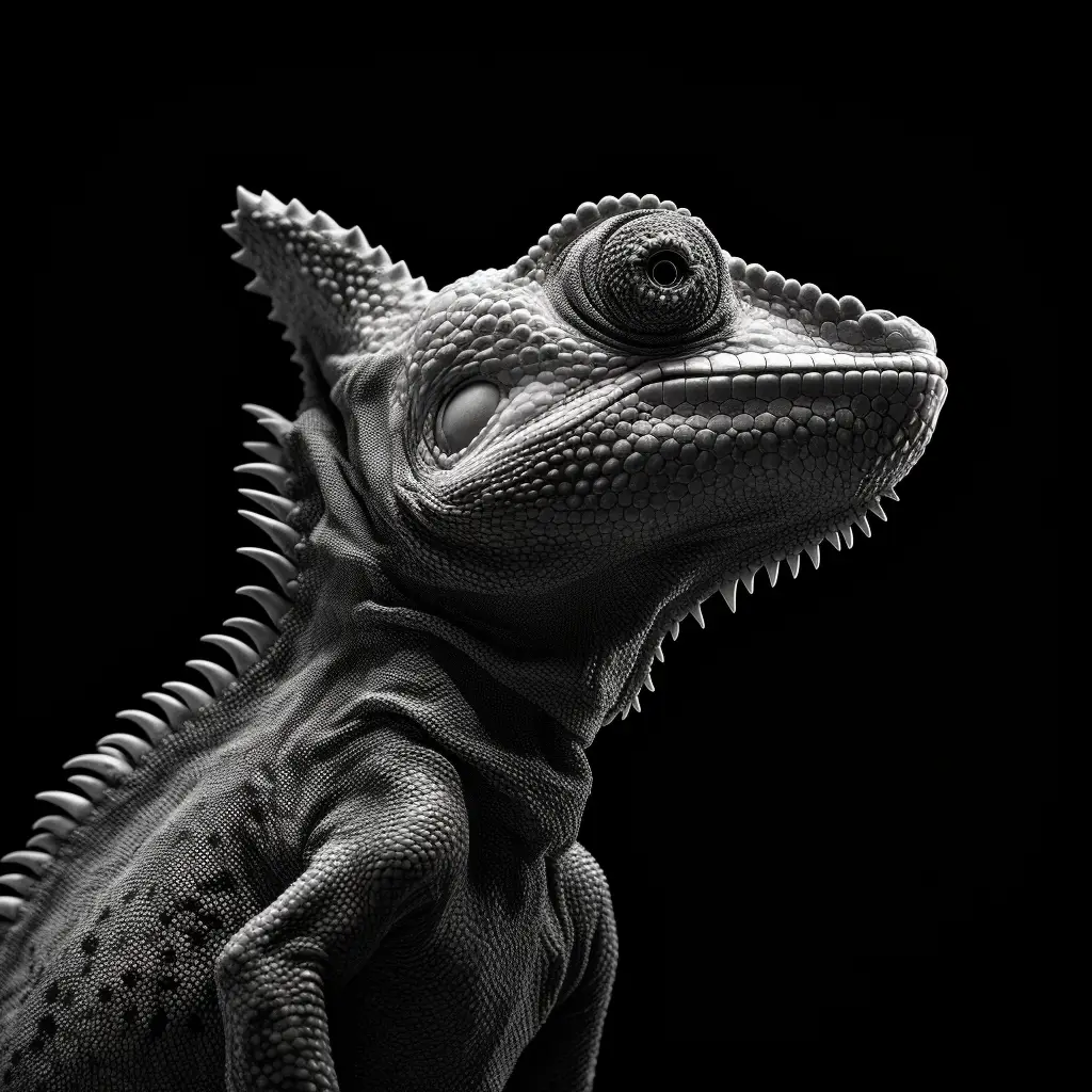 chameleon side photography black head face silhouette