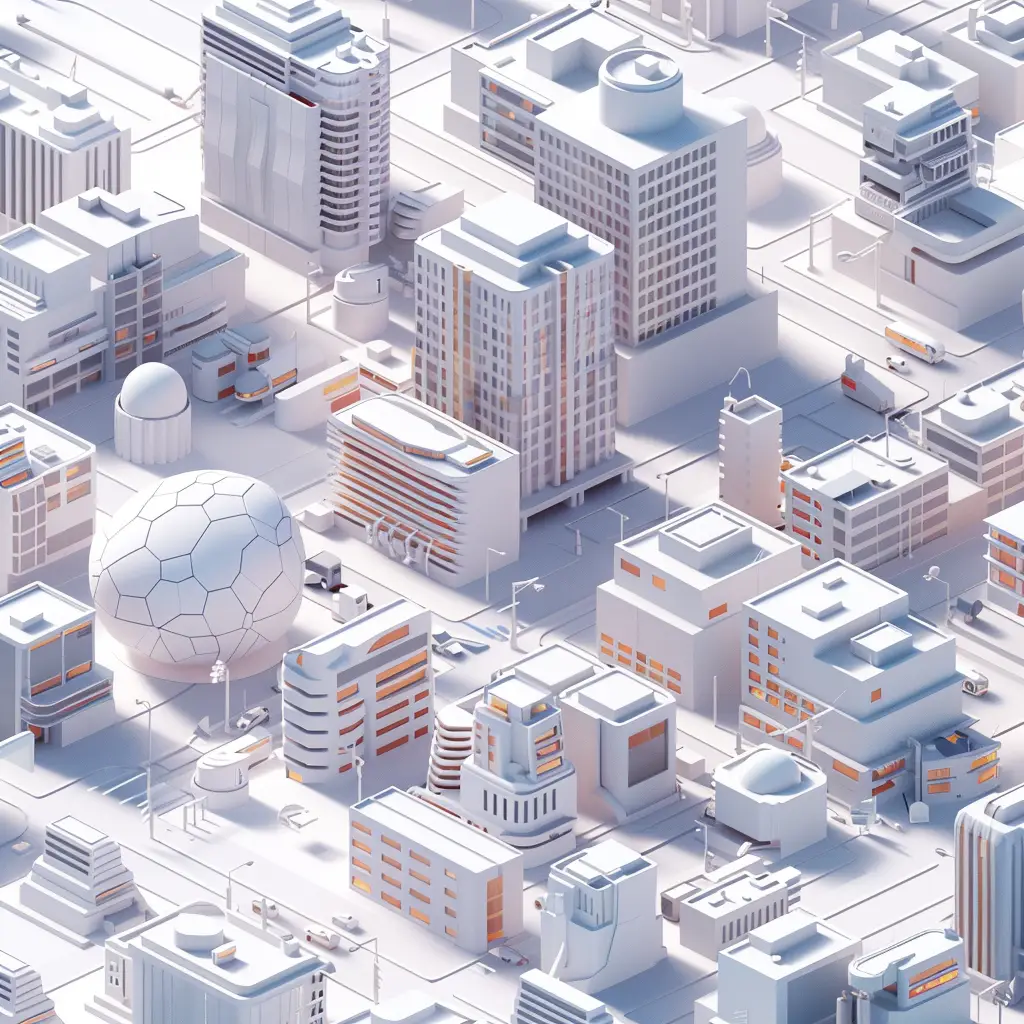 city building technology white scene model 3D