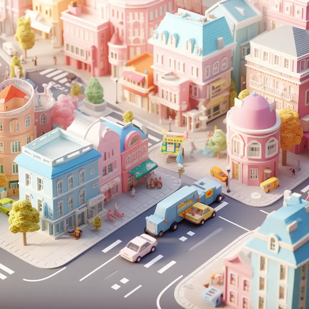 city street car scene 3D C4D model