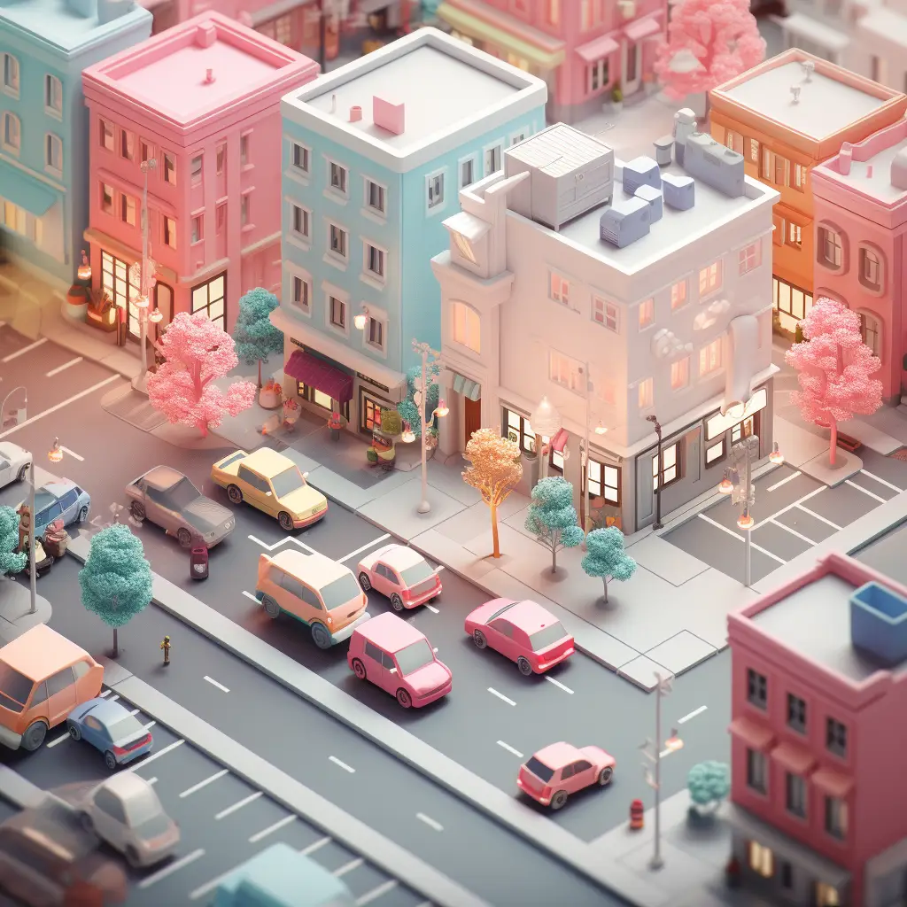 city street car scene C4D 3D model