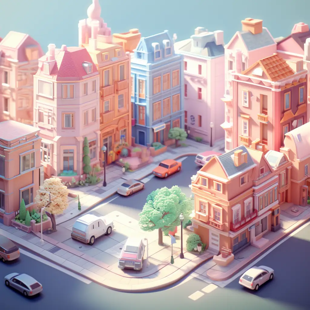 city street car scene model 3D C4D