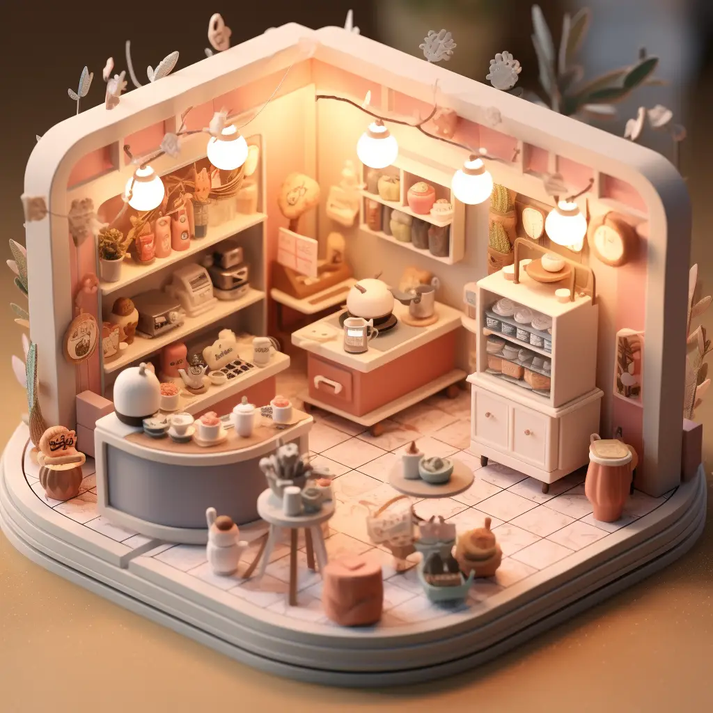 coffee shop cafe 3D C4D model space scene
