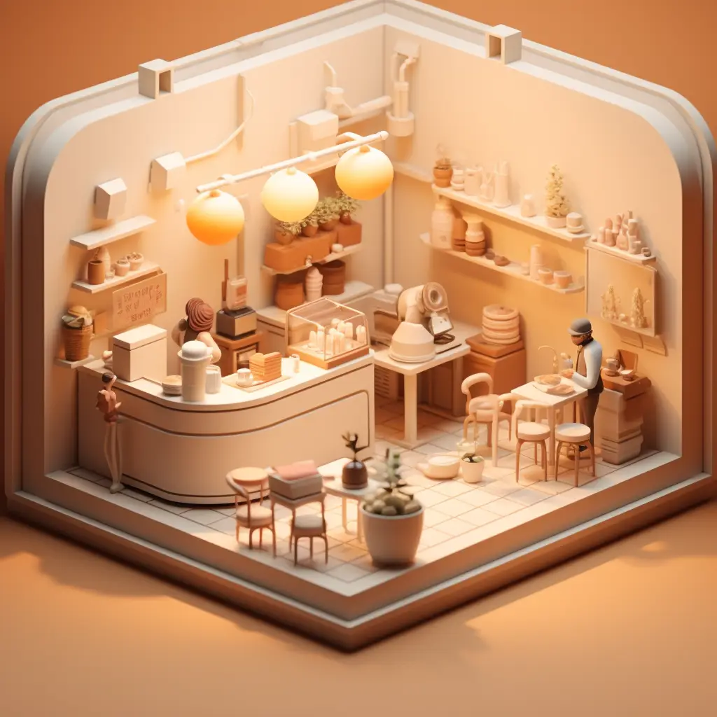 coffee shop cafe 3D C4D space model scene