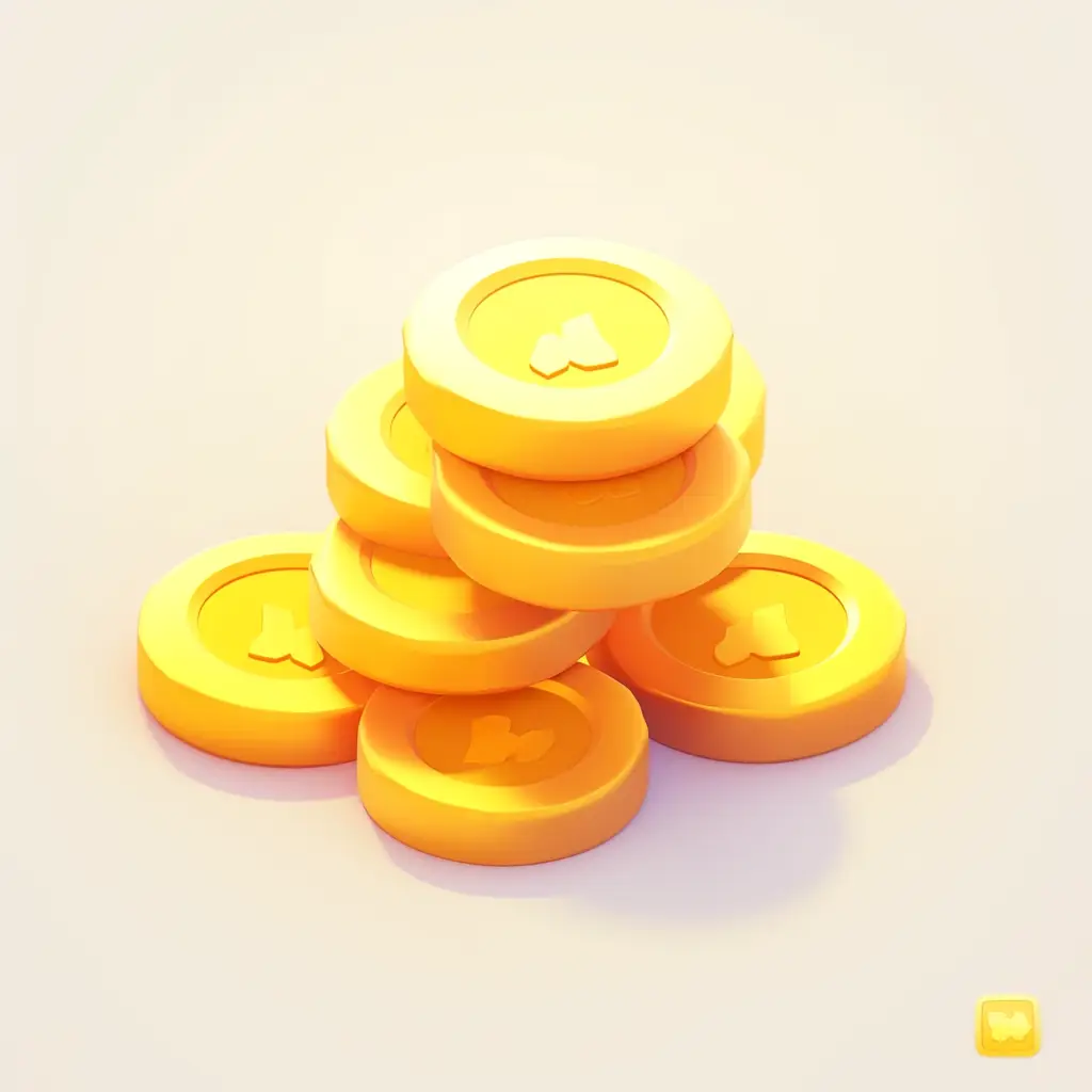 coin icon 3D game UI golden gold