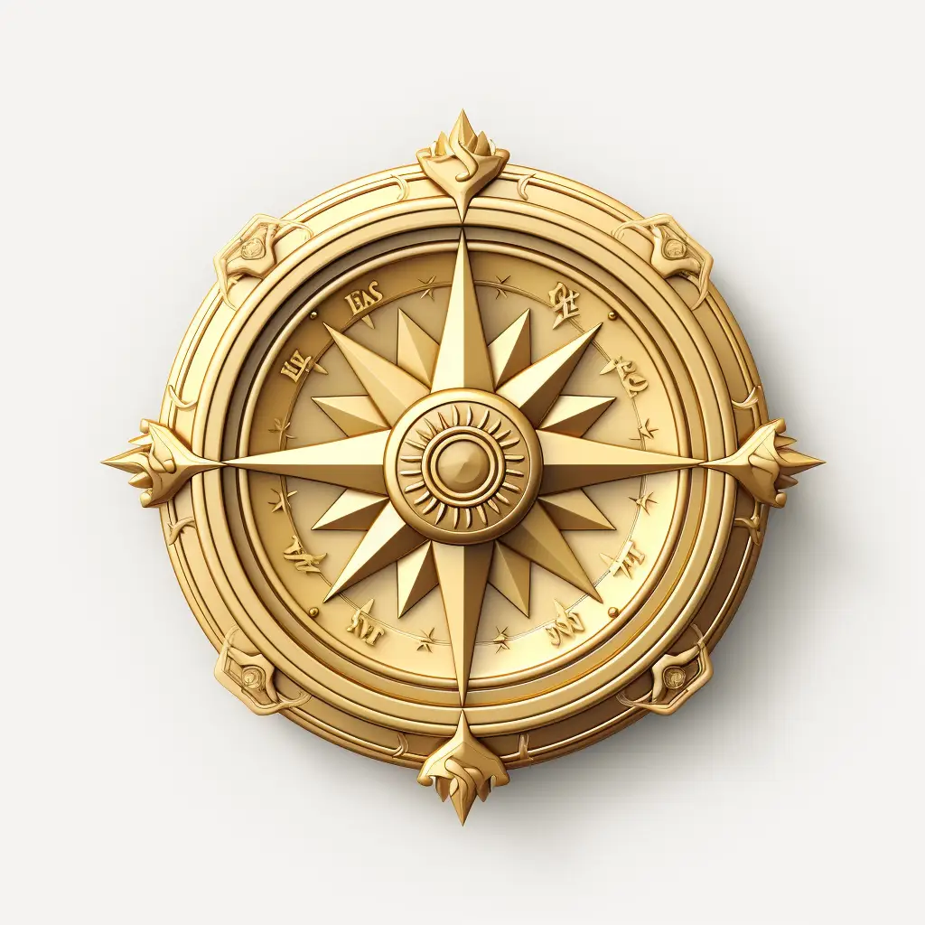 compass 3D material golden art gold game UI icon