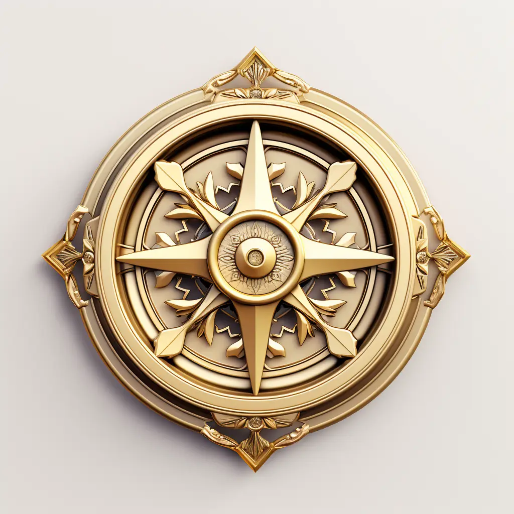 compass 3D material golden gold art game UI icon