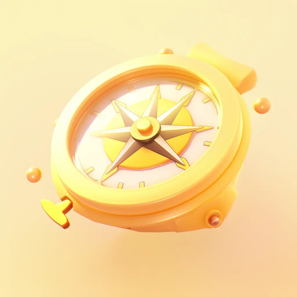compass icon 3D game UI gold golden