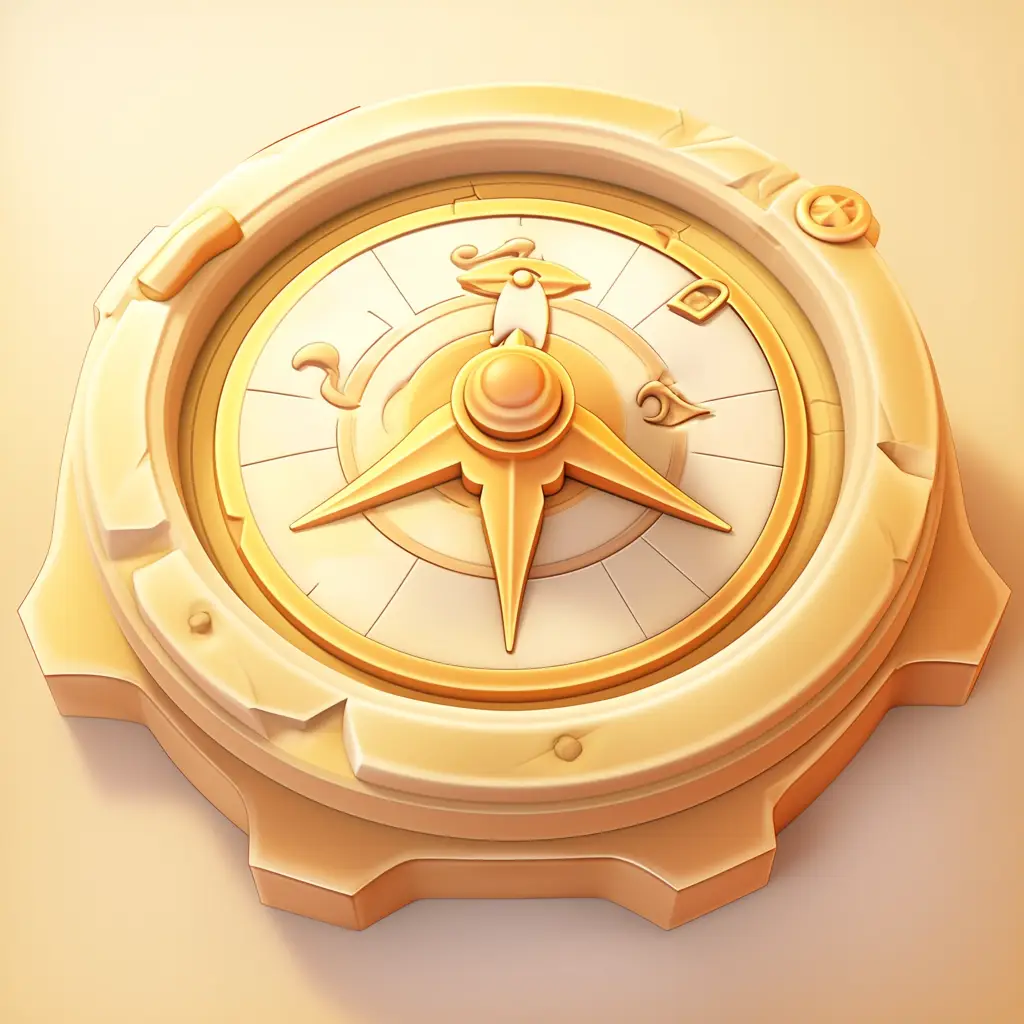 compass icon 3D game UI golden gold