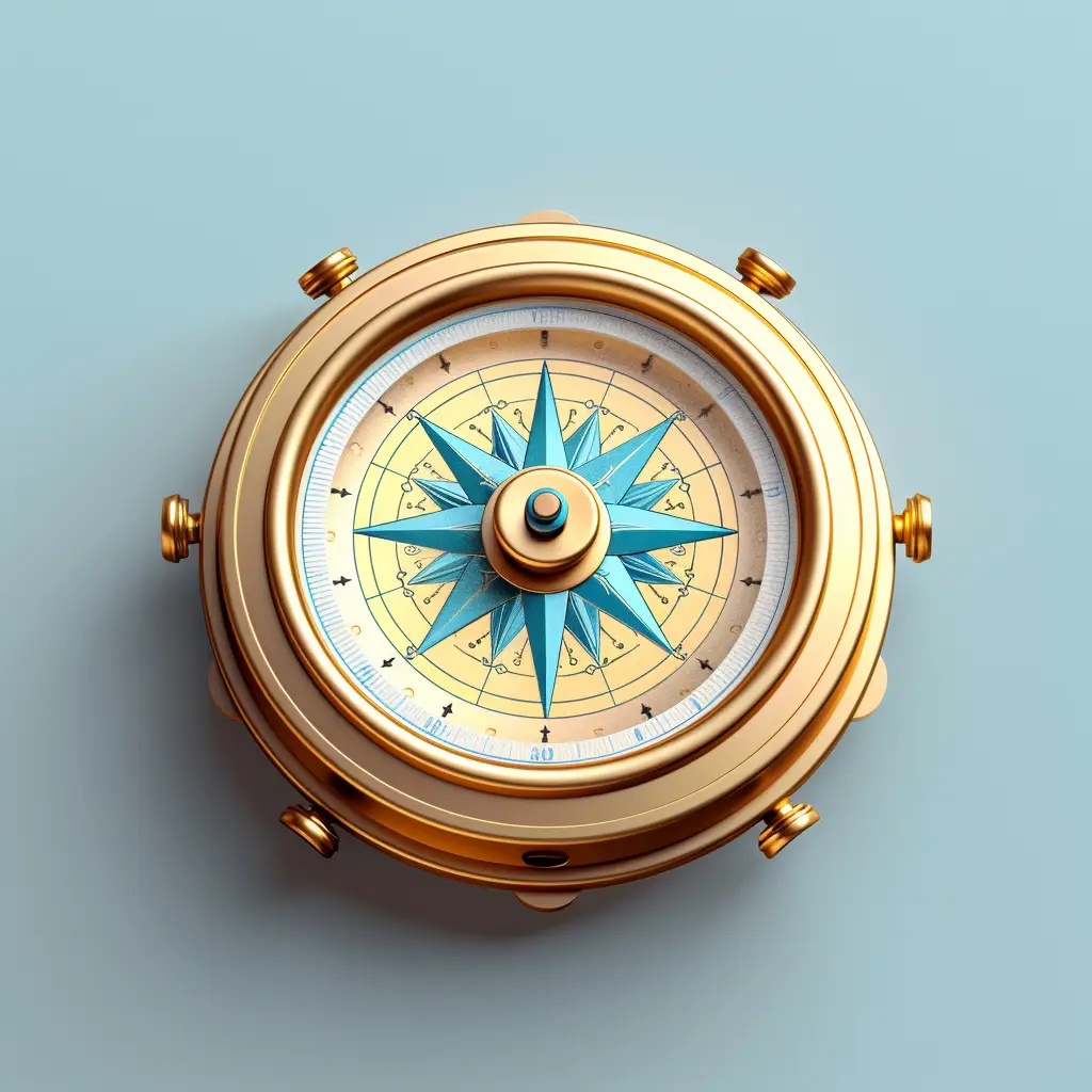 compass icon 3D material game art UI golden gold