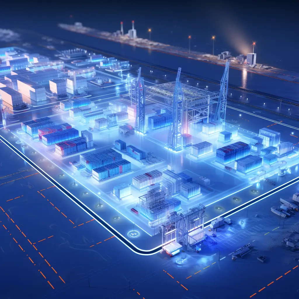 container port blue scene technology 3D model