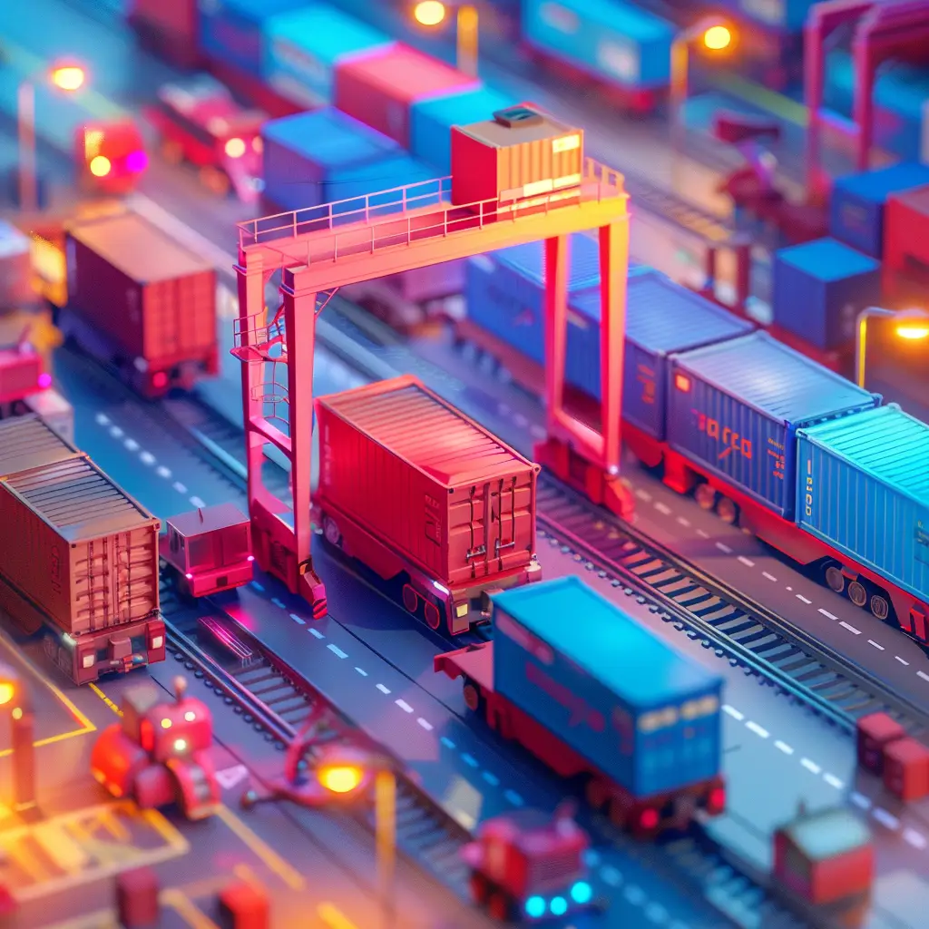 container port wharf 3D sea transportation scene harbour handling