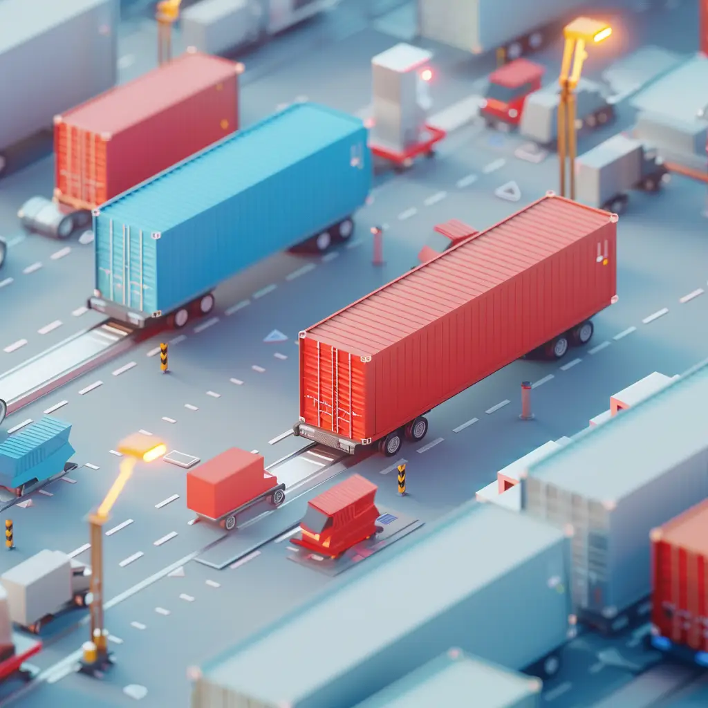 container port wharf scene 3D sea transportation harbour handling