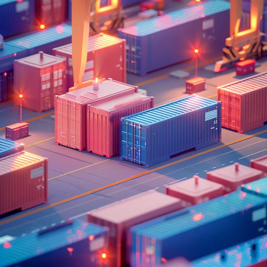 container port wharf sea 3D transportation scene harbour handling