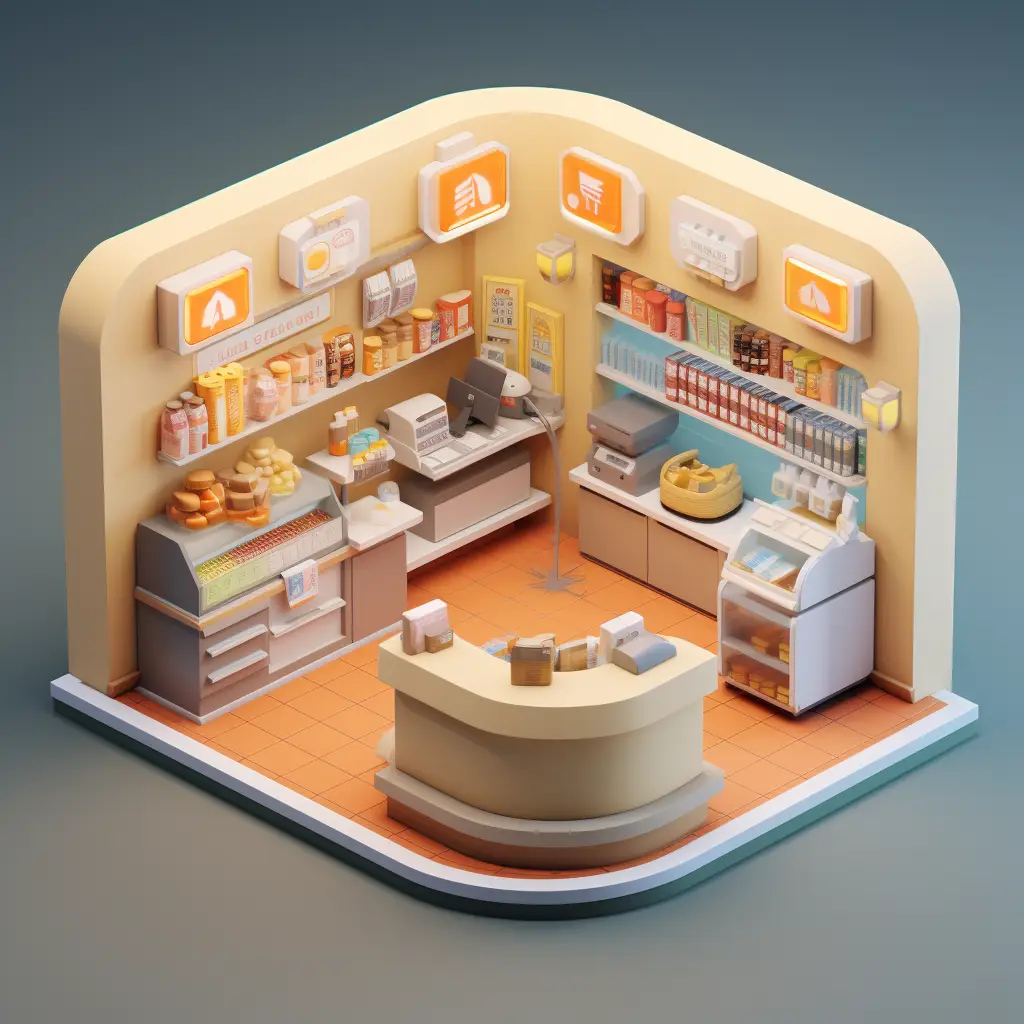 convenience-store CVS 7-11 C4D 3D model space scene