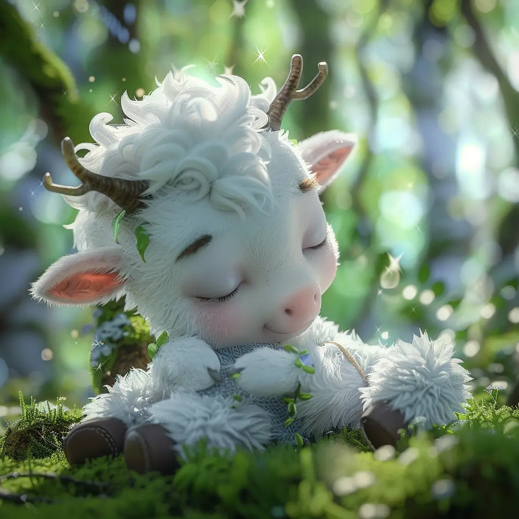 cow baby cute sleep cartoon 3D animation