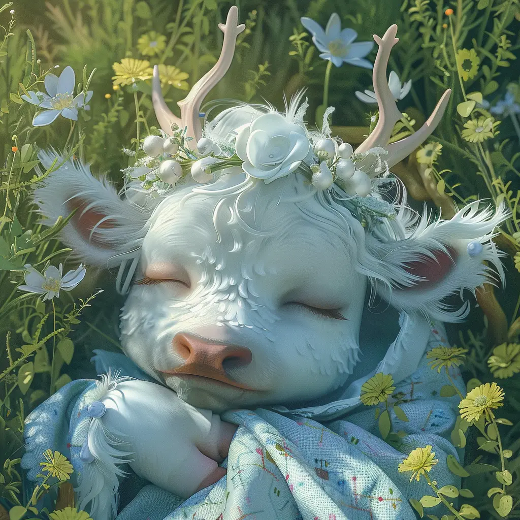 cow baby sleep cute cartoon animation 3D