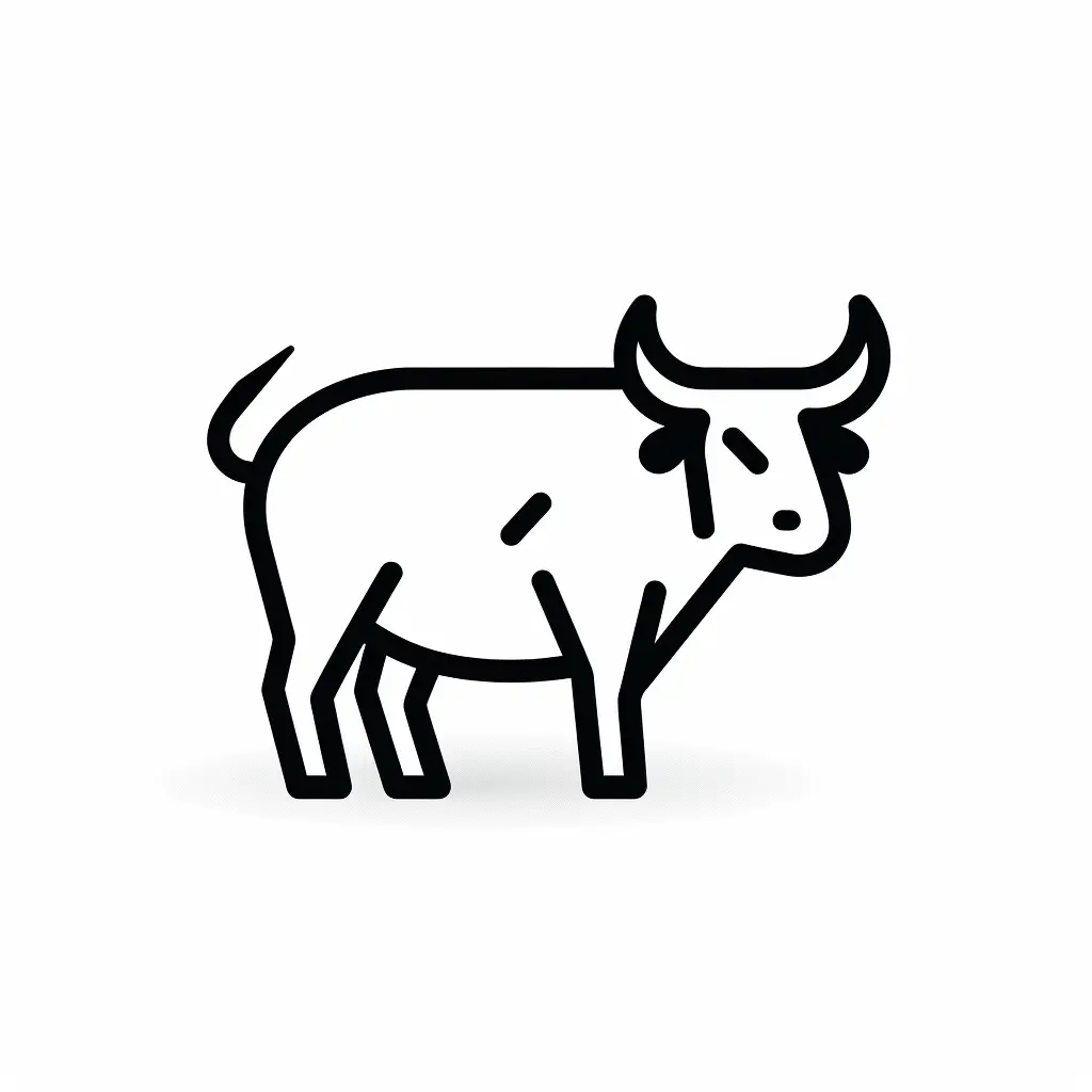 cow bull lateral side thick line cartoon vector logo icon