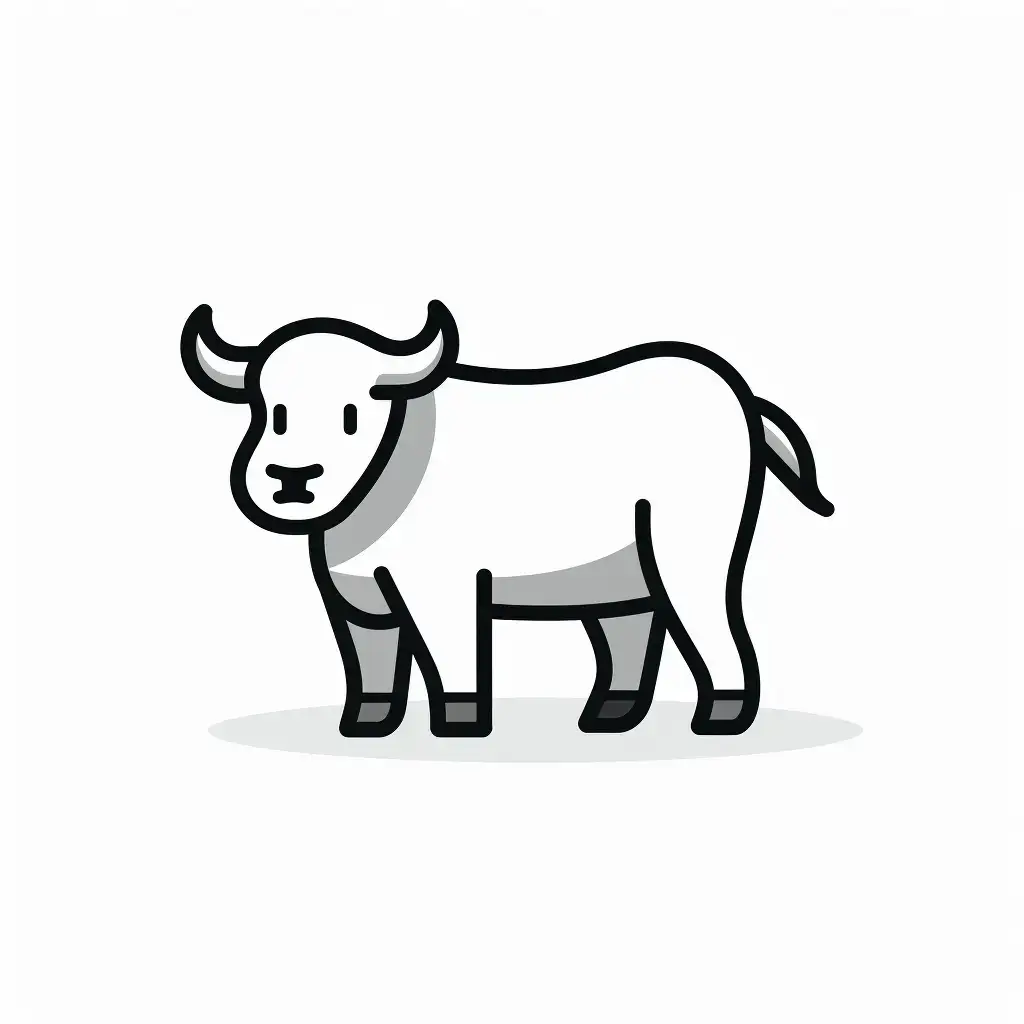 cow bull side lateral icon thick line vector cartoon logo