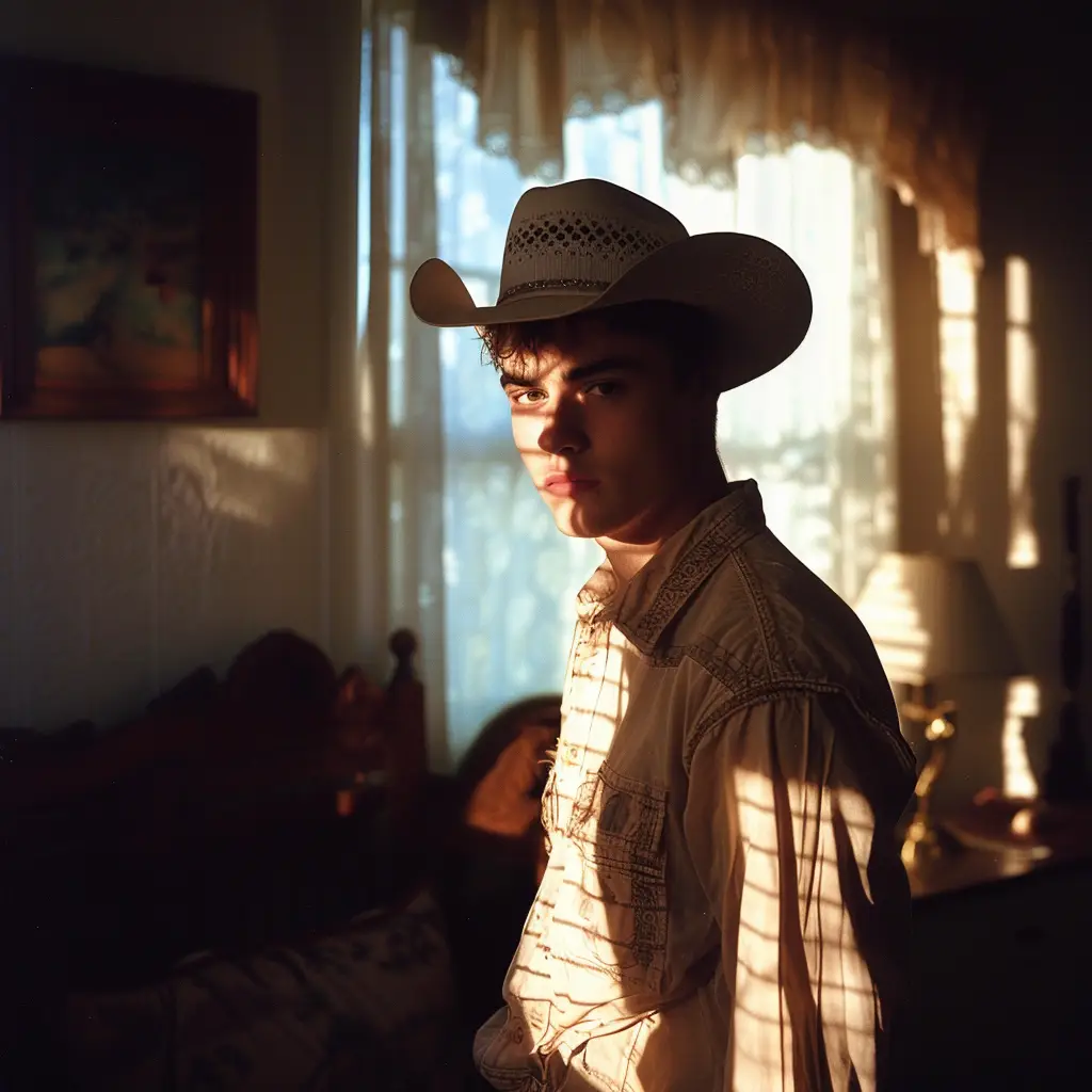 cowboy American man light sunshine room photography portrait