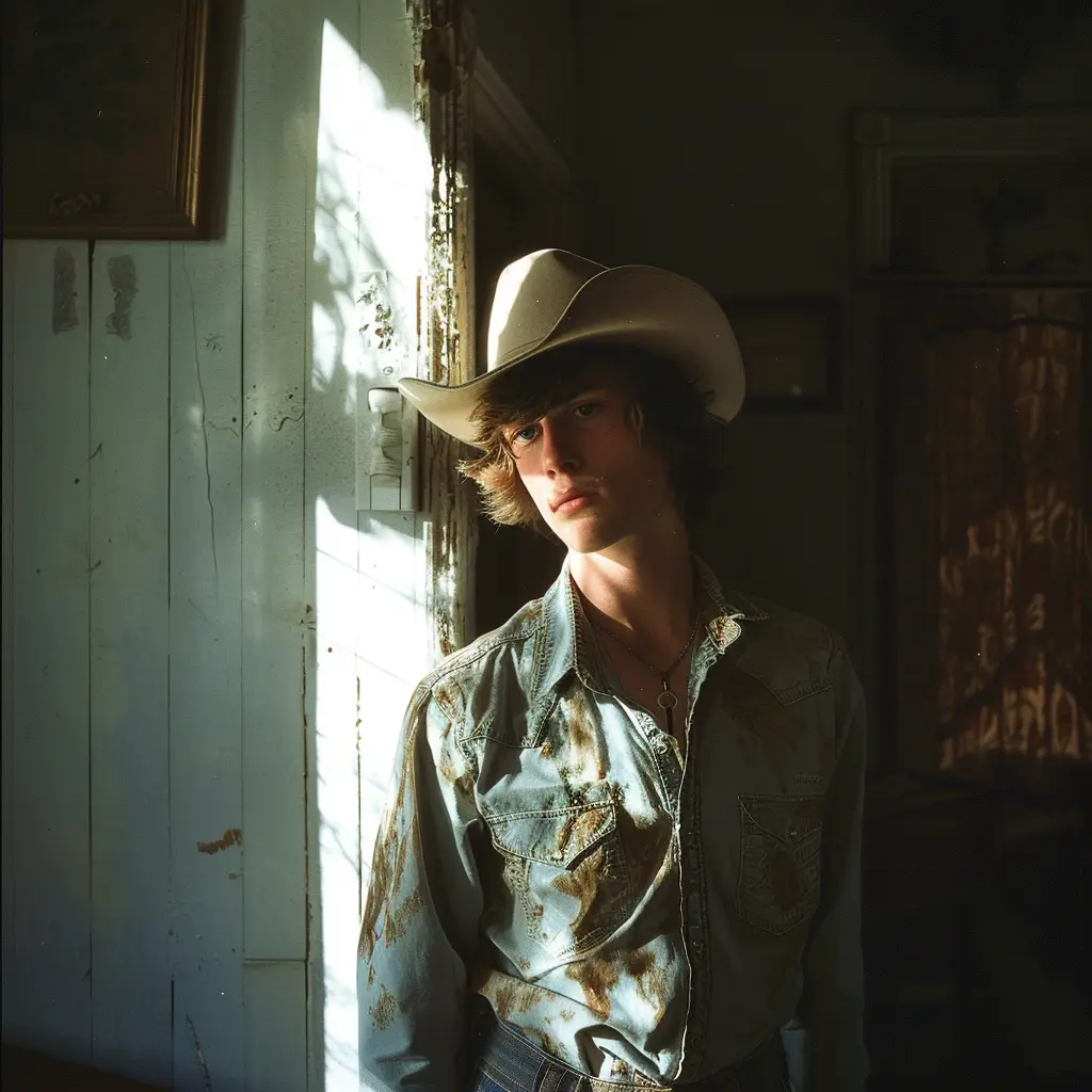 cowboy American man light sunshine room portrait photography