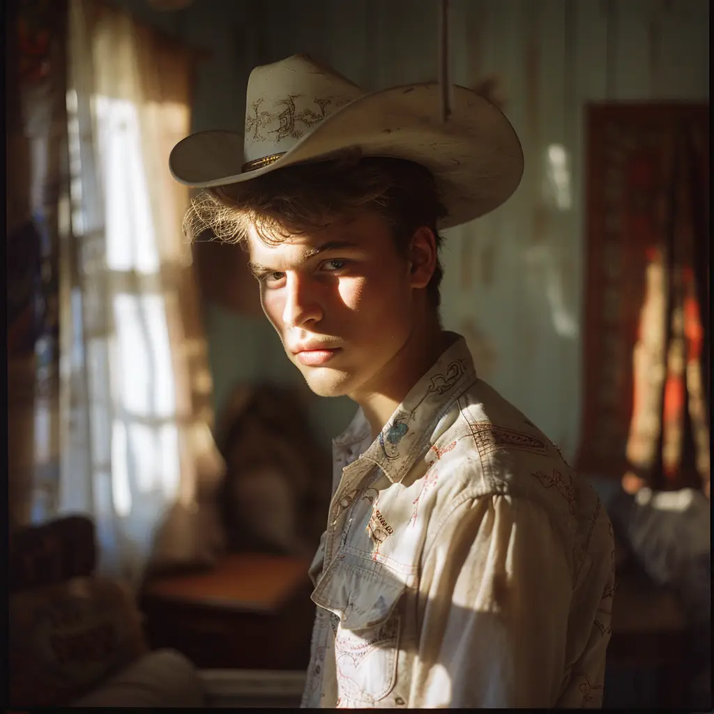 cowboy man American light sunshine room photography portrait