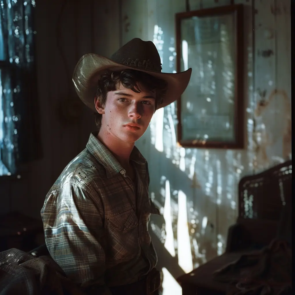 cowboy man American light sunshine room portrait photography