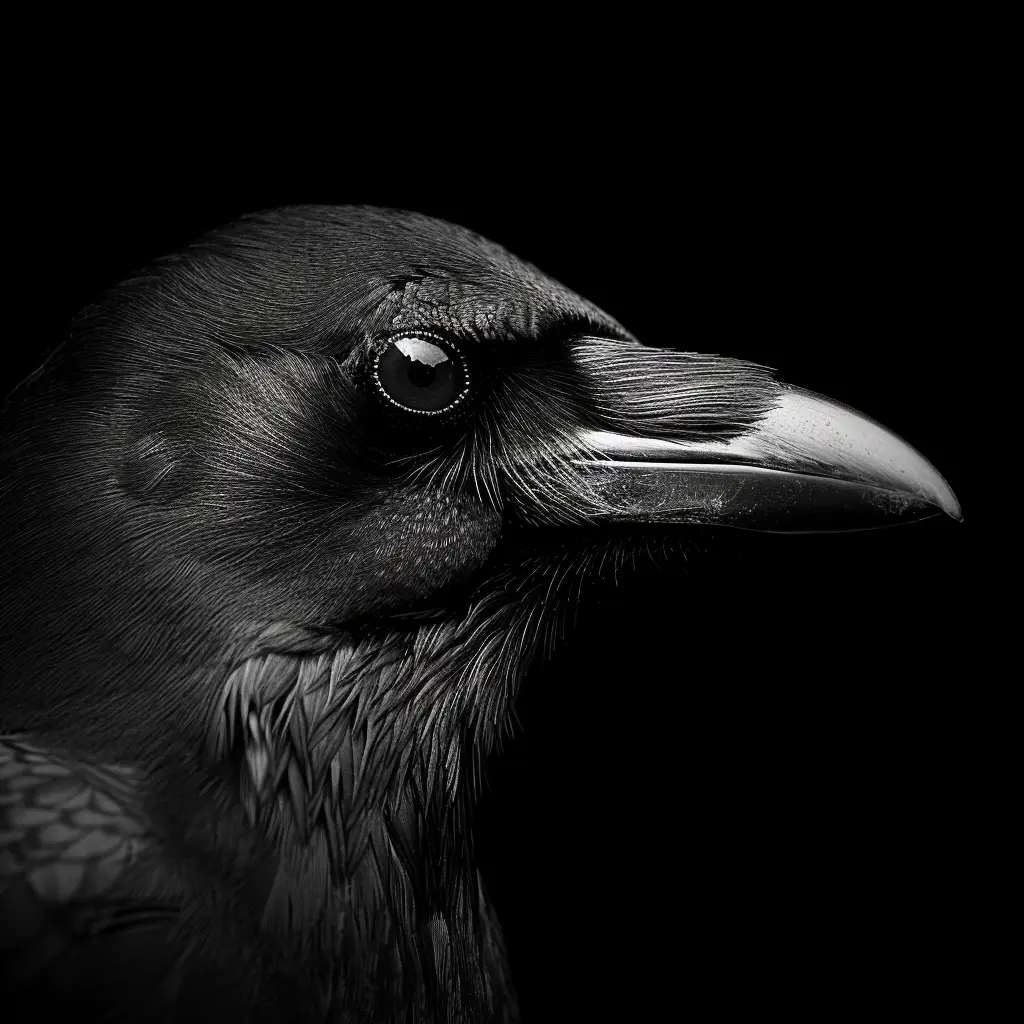 crow black white light face head mysterious silhouette photography
