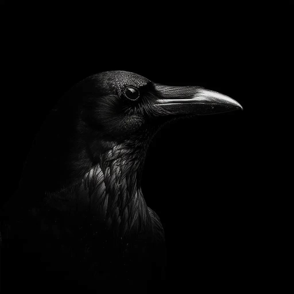 crow black white light head face silhouette mysterious photography
