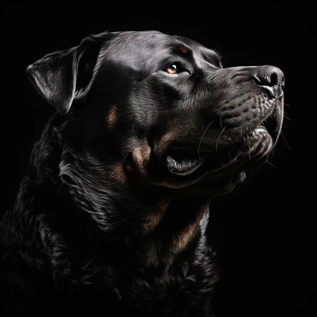 dog Rottweiler side black face head silhouette photography