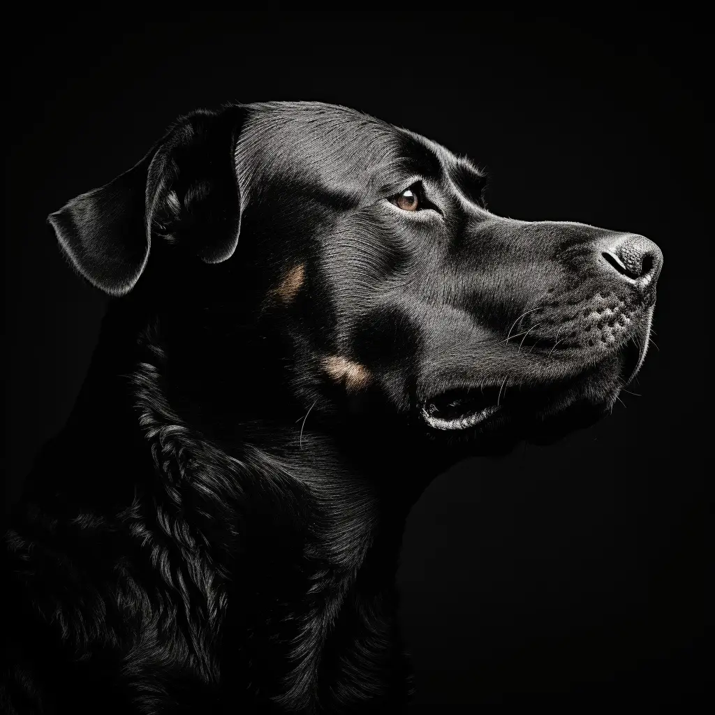 dog Rottweiler side photography black face head silhouette