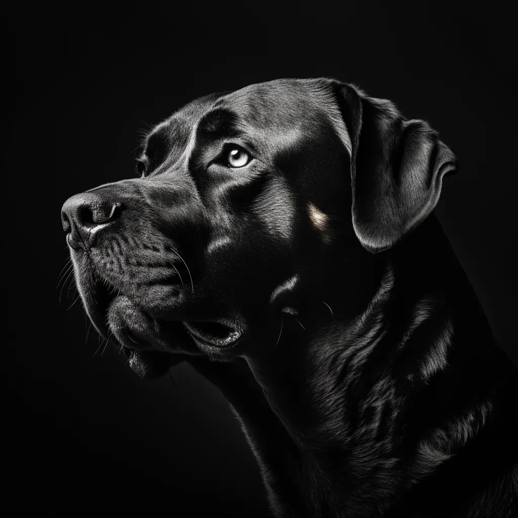 dog Rottweiler side photography black head face silhouette