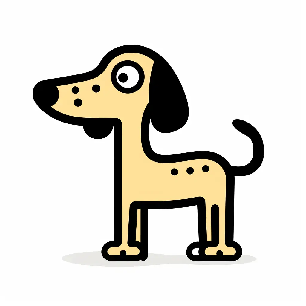 dog stick figure abstract hand doodle drawn thick line logo icon vector