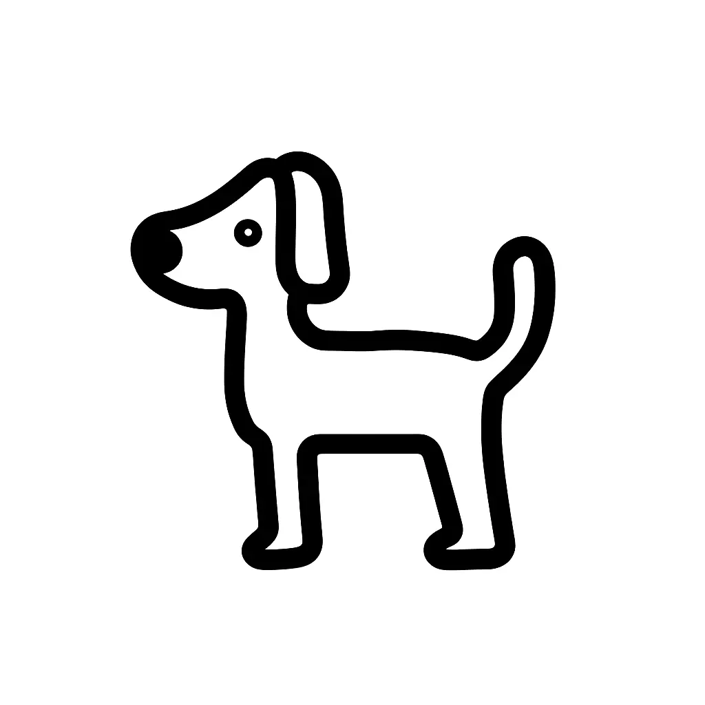 dog stick figure abstract hand drawn doodle thick line logo icon vector