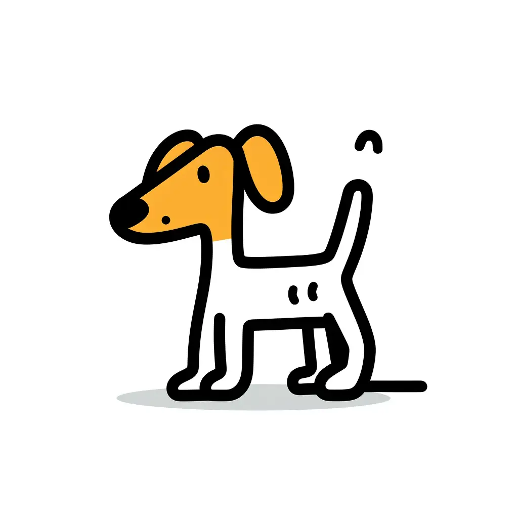dog stick figure abstract hand drawn doodle thick line vector logo icon
