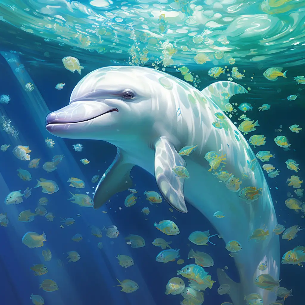 dolphin sea swim swimming underwater water oil painting