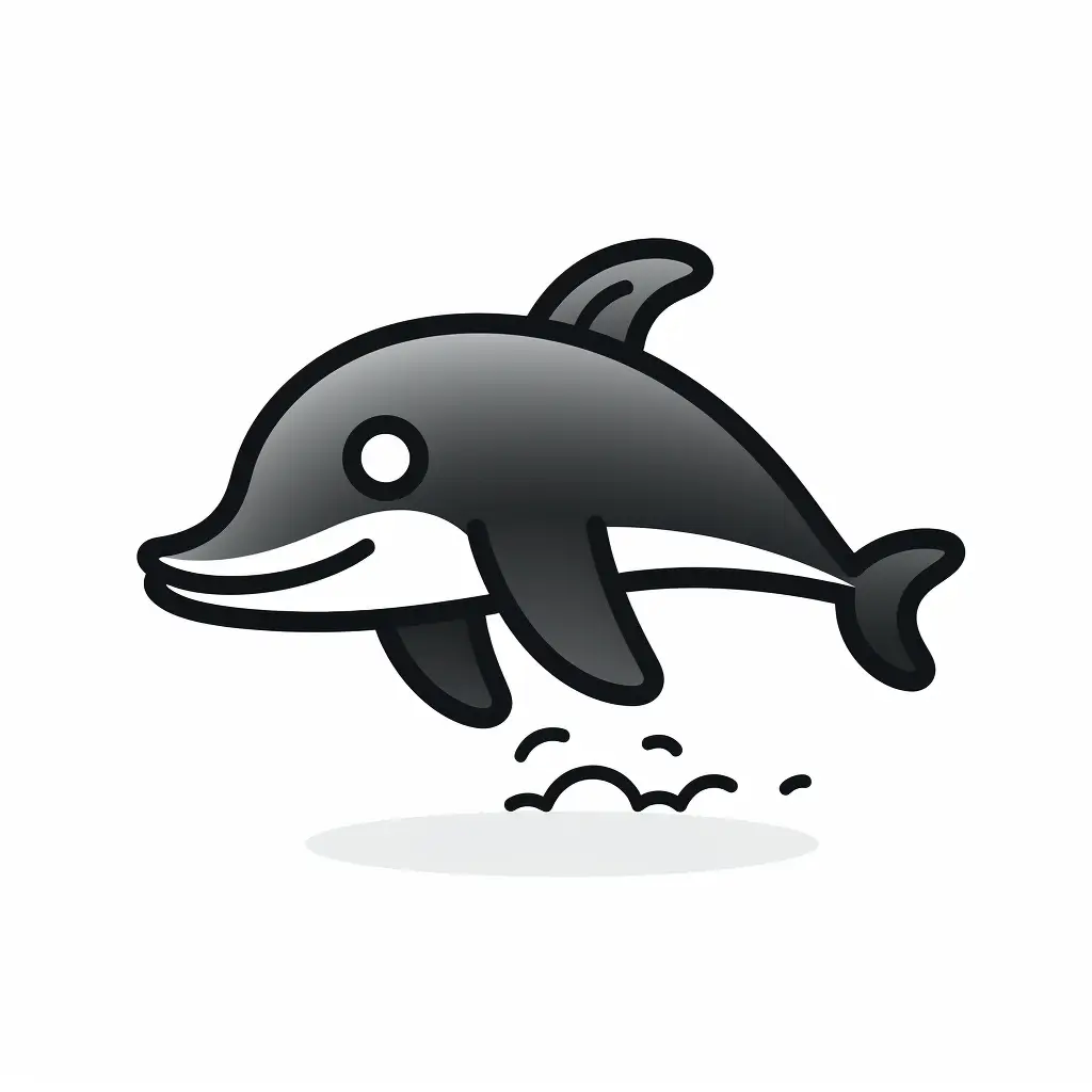 dolphin thick line cartoon logo vector icon
