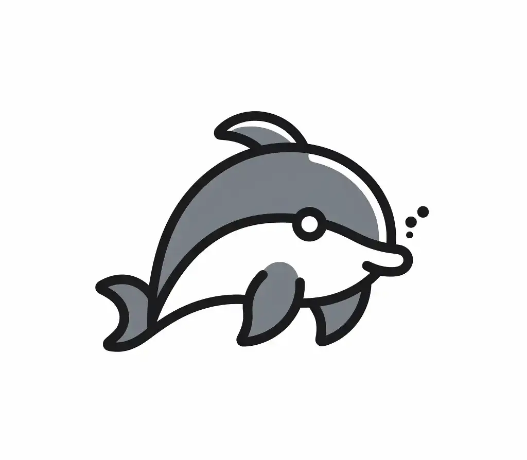 dolphin thick line cartoon vector logo icon